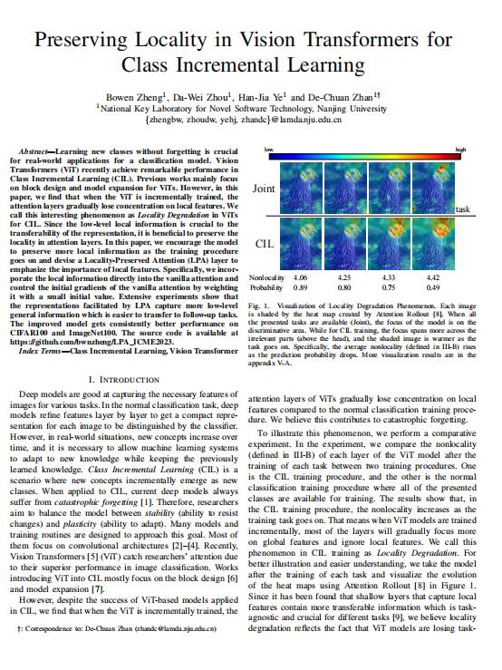 用于課堂增量學(xué)習(xí)的視覺轉(zhuǎn)換器中的局部性保持 PDF 下載 圖1