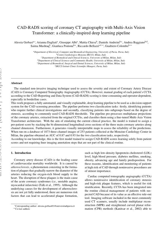 多軸視覺轉(zhuǎn)換器冠狀動(dòng)脈CT血管成像的CAD-RADS評(píng)分:臨床啟發(fā)的深度學(xué)習(xí)管道 PDF 下載 圖1