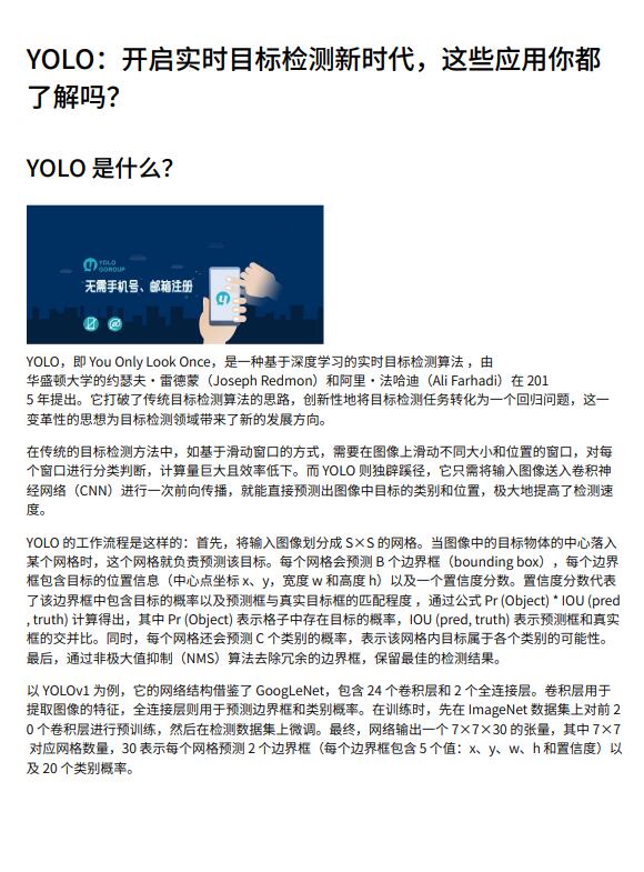 【計算機視覺】YOLO實時目標檢測算法綜述：原理、特點、應用領域及發(fā)展趨勢分析 PDF 下載 圖1