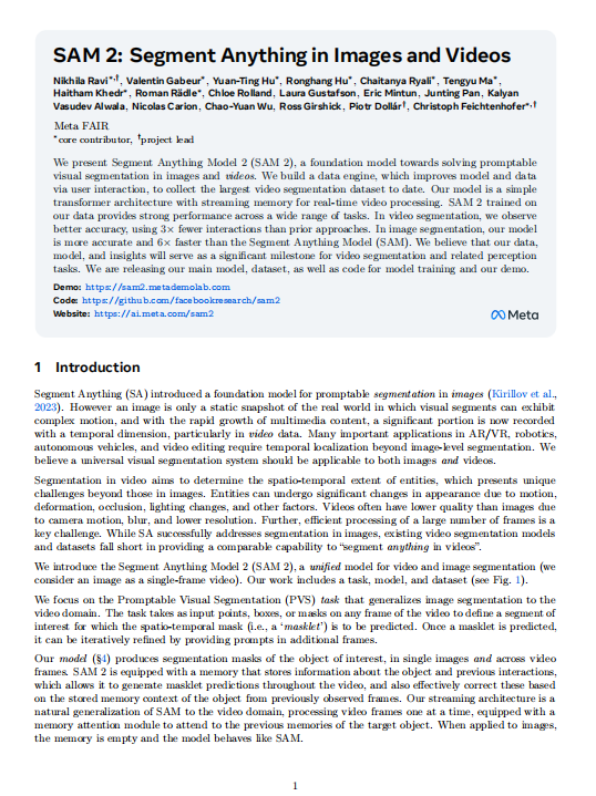 【計算機視覺】基于Transformer的視頻圖像統(tǒng)一分割模型:SAM 2的流式記憶架構(gòu)與大規(guī)模SA-V數(shù)據(jù)集構(gòu)建 PDF 下載 圖1